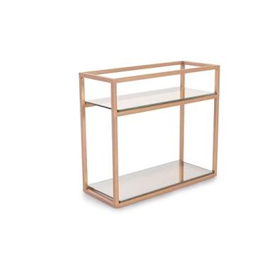 Imagem de Estante Organizadora de Bancada Reflecta Frame 32x13x28 Dourado/Vidro Forma Inox