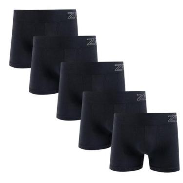 Imagem de Kit 5 Cuecas Boxer Zee Rucci Masculina Microfibra Poliamida, Preto, G1