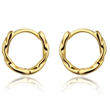 Imagem de LOMISS ARGOLINHA DETALHE TORCIDO BANHADO A OURO 18K BRINCO (Dourado, PEQUENO)