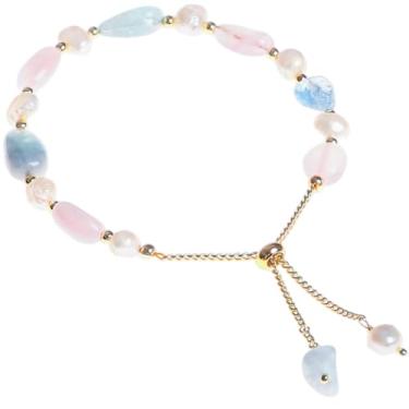 Imagem de Pulseira delicada com contas de pérola ajustável, banhado a ouro 14 quilates, aventurina, pulseira moderna para mulheres, joias de presente, 8mm, Pérola, Pérola