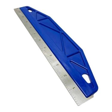 Imagem de Fenteer Ferramenta para alisar papel de parede com escala, espátula para cortar papel de parede, ideal para películas de janelas e tecidos, Azul