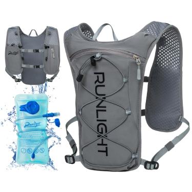 Imagem de Runlight Mochila De Hidratação Para Corrida, Mochila Leve Com Isolamento E Bolsa De Bexiga De Água De 1,5 L, Mochila Para Caminhadas, Trilhas, Corrida, Ciclismo, Maratona Para Mulheres, Homens, Cinza