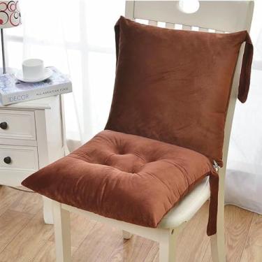 Imagem de Almofadas de cadeira em veludo cristal, almofadas de cadeira antiderrapantes de peça única com encosto removível e amarras, almofada de assento acolchoada para escritório e sala de jantar.