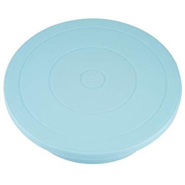 Imagem de WALFRONT Suporte de Mesa Giratória para Decoração de Bolo, Girador de Bolo Giratório de Plástico de Qualidade Alimentar Com Plataforma Fosca para Cobertura Suave, Suprimentos Profissionais de (Azul)