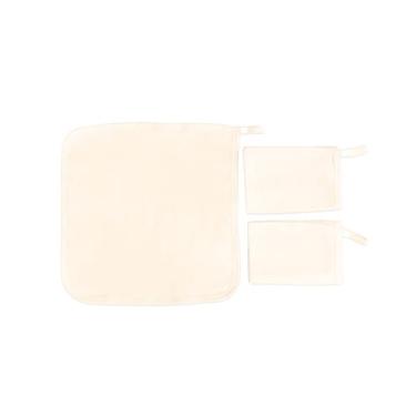 Imagem de Kit Pano de Boca Bebê em Malha, 3 Peças, 100% Algodão, 30x30cm, com Prendedor de Chupeta (Diversas Cores) (Palha)