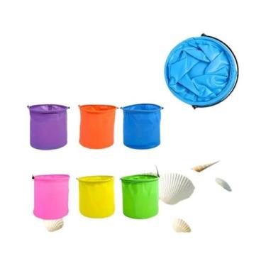 Imagem de Balde De Praia Dobrável Em PVC Com Alça, Suporte Para Materiais De Art