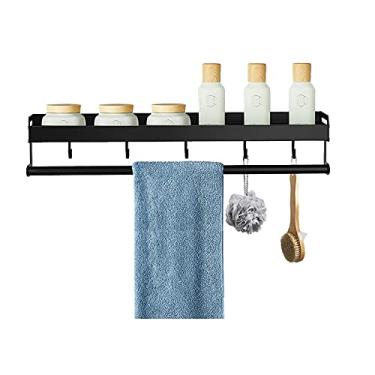 Imagem de Prateleiras flutuantes, prateleiras de armazenamento montadas na parede para cozinha, banheiro, com 5 ganchos de toalha, 4 tamanhos, 30/40/50/60 cm (Cor: A, Tamanho: 50 cm) (B 60 cm)