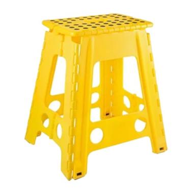 Imagem de Banqueta Banquinho Dobrável Retrátil Até 150 Kg Antiderrapante 45 Cm (AMARELO 2)