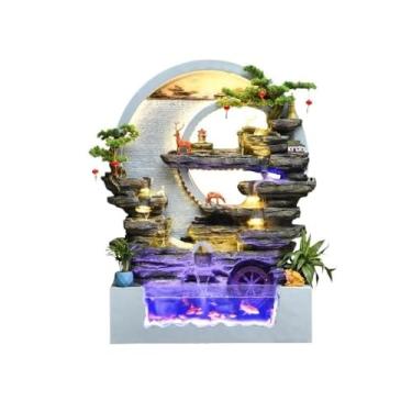 Imagem de Cenário de água circular independente pátio paisagismo ornamentos decorativos hall de entrada escritório jardim ornamental fonte fluxo pátio (cinza)