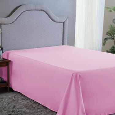 Imagem de Lençol Cama Box Queen 400 Fios Avulso Sem Elástico Super Macio Acetinado (ROSA)