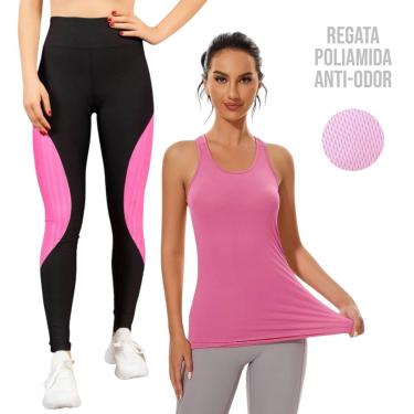 Imagem de Camiseta REGATA DRY MALHA FRIA POLIAMIDA + Calça LEG LEGGING REDINHA Conjunto Fitness 537-Feminino
