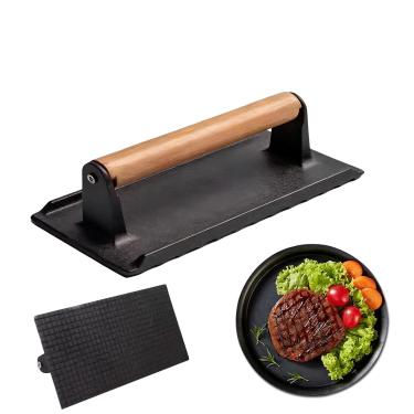 Imagem de Prensa para churrasqueira | com de para panelas de ferro - espremer carne de metal gordo, para chapa de tortilha, preparação de refeições, cozinha, churrasco, acampamento ao ar livre