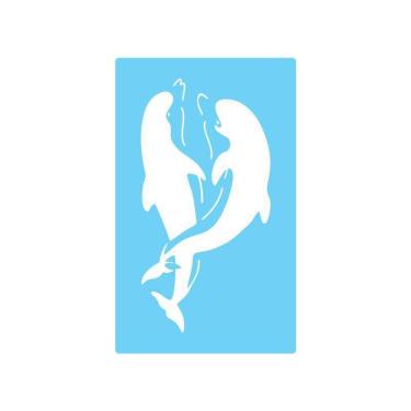 Imagem de Stencil De Parede Tamako Golfinhos - 55 X 90Cm - Ref 516