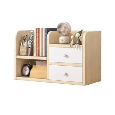 Imagem de Estante de mesa de armário de arquivo com 2 gavetas, prateleiras de mesa de placa sintética, prateleira de armazenamento independente para casa e escritório prateleira de exibição organizador de mesa