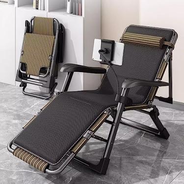 Imagem de Chaise Lounge dobrável portátil para fora, cadeira de gravidade zero com travesseiros e suporte para celular, cadeiras de acampamento para adultos, cadeiras reclináveis ajustáveis, para pátio, quintal