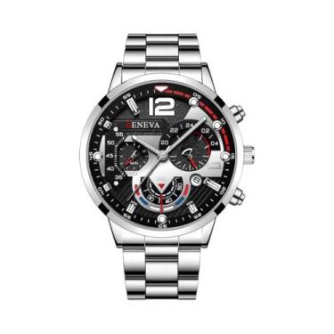 Imagem de Relógios de negócios masculinos moda banda de aço relógio de quartzo m