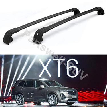 Imagem de YiXi-Partswell 2 peças de rack de teto travável barras transversais bagageiro alumínio adequado para Cadillac XT6 2019+ - preto