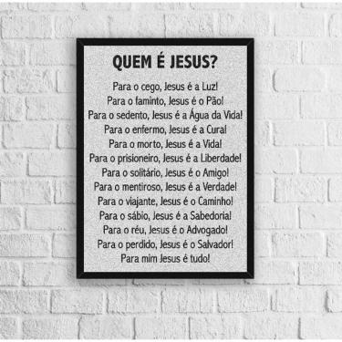 Imagem de Quadro Decorativo Quem É Jesus 45x34cm - Madeira Preta