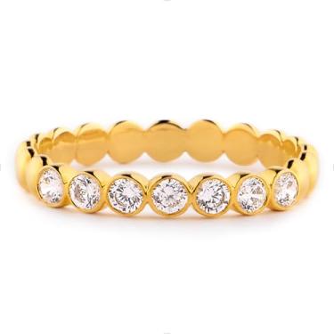 Imagem de STORYJEWELLERY Alianças de casamento banhadas a ouro para mulheres, anel de polegar, anéis de meia eternidade para mulheres, presentes para ela, 5, Banhado a latão com ouro 18K, Zircônia cúbica