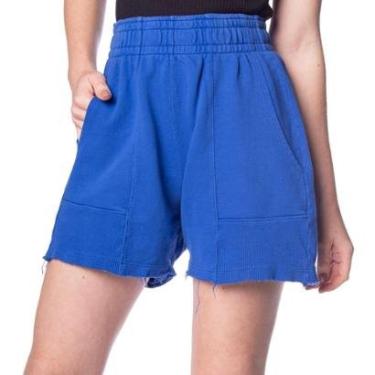Imagem de Short Feminino Over Surf Moletom Desfiado Azul-Feminino