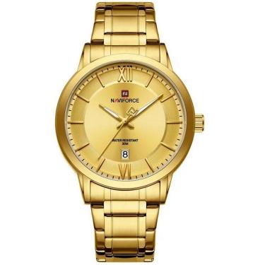 Imagem de Relógio De Quartzo Masculino Pulseira Em Aço Inoxidável 3atm à Prova D´agua Dourado
