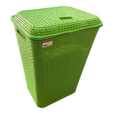 Imagem de Cesto De Roupa Suja Grande 72L Resistente Lavanderia Tampa Organizador