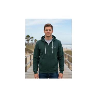Imagem de Blusa Moletom Zíper Blusa Masculino De Frio Flanelado Surf, Verde escu