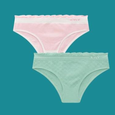 Imagem de Kit 2 Calcinhas Kyly Menina Sem Costura (Box + Tradicional) tamanho:M 