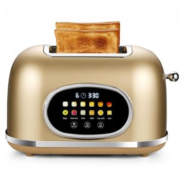Imagem de Torradeira 2 Fatias Roter Mond Dourada Display Touch 6 Tipos de Pão 9 Níveis Funções Bagel, Reaquecer e Descongelar 1400W 110V