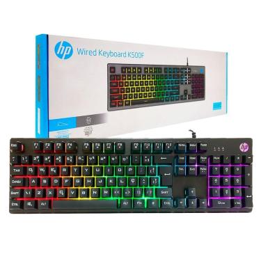 Imagem de Teclado Gamer Hp K500F, Usb, Membrana, Led Rgb, Abnt2, Preto
