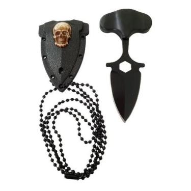 Imagem de Mini Faca Caveira Adaga Tático Militar Com Colar Dog Tag - Enviamos no