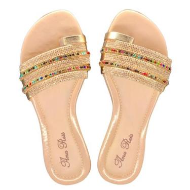Imagem de Sandália Feminina Rasteirinha Brilho pedra de Slide 0510 - Doce Vinha,
