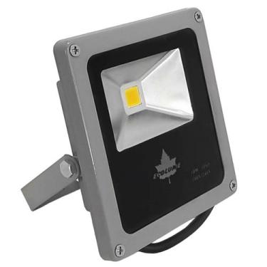 Imagem de Refletor Led Cob Cinza 10W Bivolt Branco Quente 3000K Ip65 - ECOLUME, 