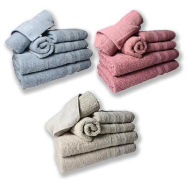 Imagem de Jogo De Toalhas 6 Banhos 6 Rostos 6 Pisos Grande Grossa Az+bg+re - TOA