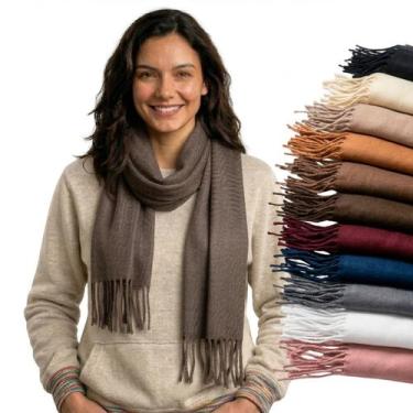 Imagem de Cachecol Feminino Pashmina Xale Tipo Manta Toque Macio Com Franjas 180