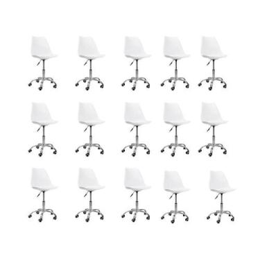 Imagem de Kit 15 Cadeiras Office Base Cromada Com Rodízio Giratória Saarinen Bra