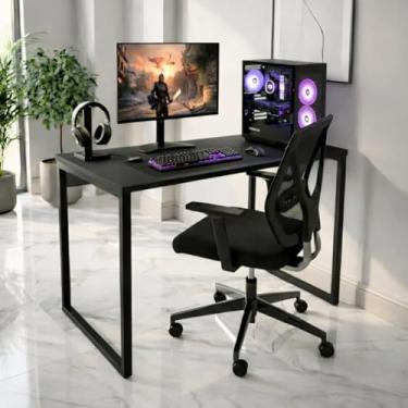 Imagem de Mesa Escrivaninha Pc Gamer Estilo Industrial 100x50cm MDF Premium e Aço Carbono Cor Preto