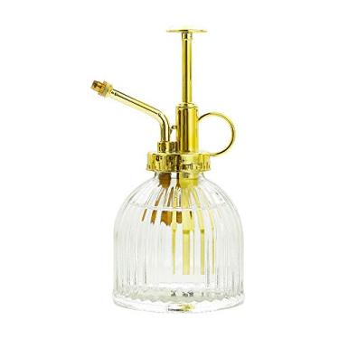 Imagem de Ebristar Frasco de spray de vidro para plantas, borrifador de água vintage, garrafa de irrigação suculenta com bomba superior dourada, pulverizador de vidro decorativo, pequeno regador para plantas de