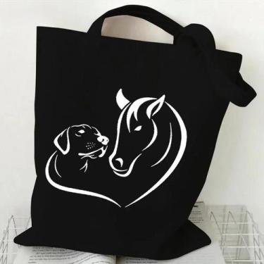 Imagem de Bolsa De Ombro Feminina De Grande Capacidade Com Gráficos De Cavalos E