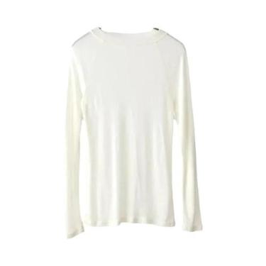 Imagem de Camiseta Feminina Azul De Manga Comprida Estilo Coreano, Top Casual Li