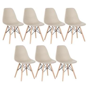 Imagem de Kit 7 Cadeiras Laráz Eames Eiffel DSW - Nude - Laraz
