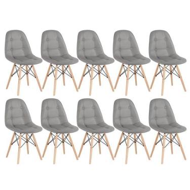 Imagem de Kit - 10 x cadeiras estofadas Eames Eiffel Botonê - Base de madeira cl