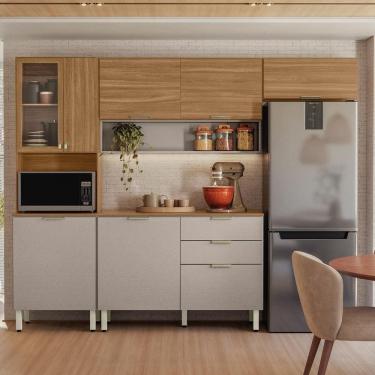 Imagem de Cozinha Compacta Aspen 8 Portas 2 Gavetas MDF 250CM Amêndoa Nude