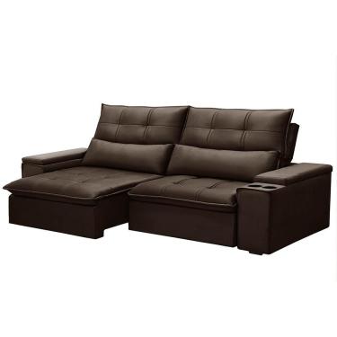 Imagem de Sofá Retrátil Reclinável 3 Lugares 210cm Moritz F05 Veludo Marrom - Mpozenato