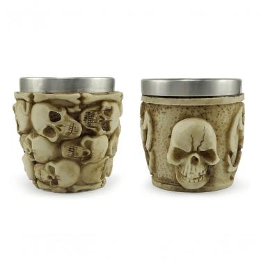 Imagem de Copo para Shot Kit 2 Copos Shot Dose em Aço Inox Resina Colecionável Decorativo para Tequila Whisky Vodka Cinza Show