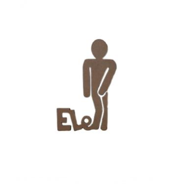 Imagem de Plaquinha para Banheiro Masculino [F031] Sinalização Porta com Fita Dupla Face Natural Trovarelli Móveis