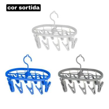 Imagem de Varal Oval 10 Prendedores Plástico Compacto Cor Sortida - CLEAN TECH