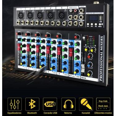 Imagem de Mesa de Som 7 Canais Profissional Equalizador Bluetooth Usb Placa de S