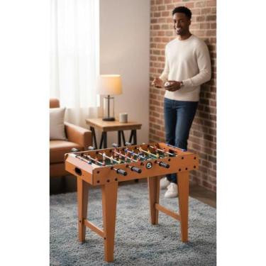 Imagem de 2x Pebolim Totó Futebol Mesa Desmontável Marrom c/ 2 Bolas - Congratul