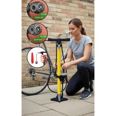 Imagem de 2x Bomba Ar Manual Pneus Carro Moto Bike - Amarela/Preta - Congratulat